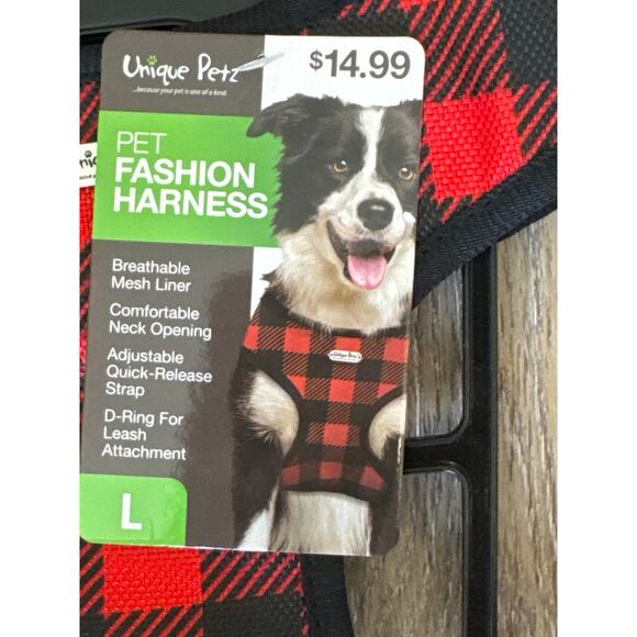 Unique Petz Chest Harnesses - Red & Black Christmas Large corgi - Picture 2 of 4